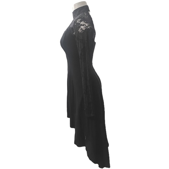 SOLD - TRIPP NYC Vintage Gothic Black Hi-Low Long Sleeved Lace with Front Choker - Picture 6 of 8